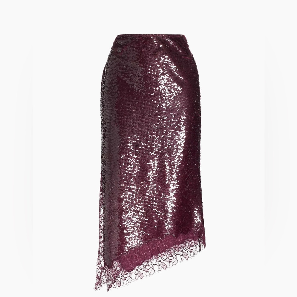 NWT Simkhai Amrita Midi burgundy Skirt Sequin Embellishment High Waist Size 4